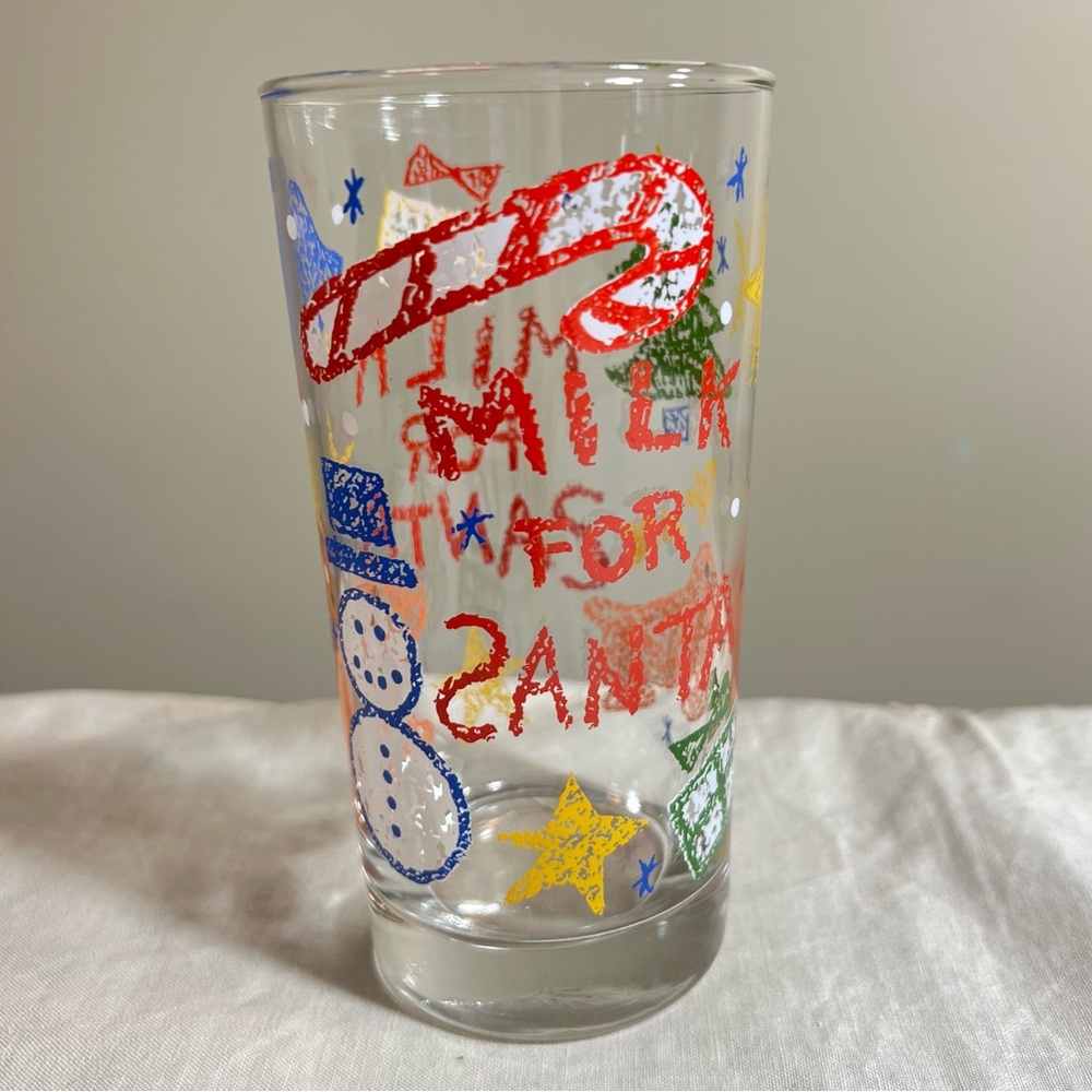 Vintage Milk for Santa Glass Kid Scribble Print 5.5” Christmas Candy Cane Tree